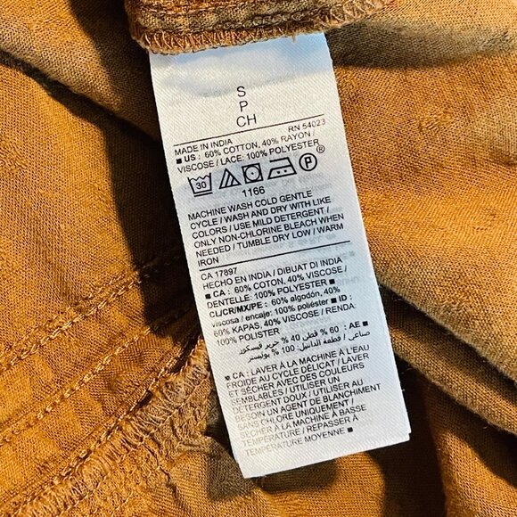 Old Navy Women's XS Long Sleeve Pintuck Lace Dress Sisal Brown - Picture 4 of 9